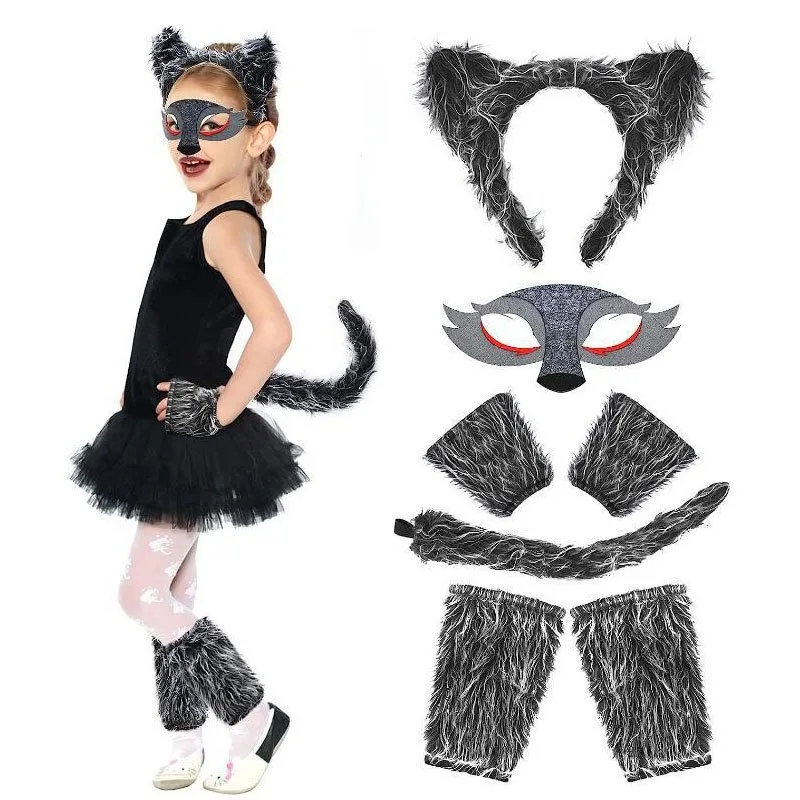Kids Face Mask - Meninas lobo orelha bandana cauda saia