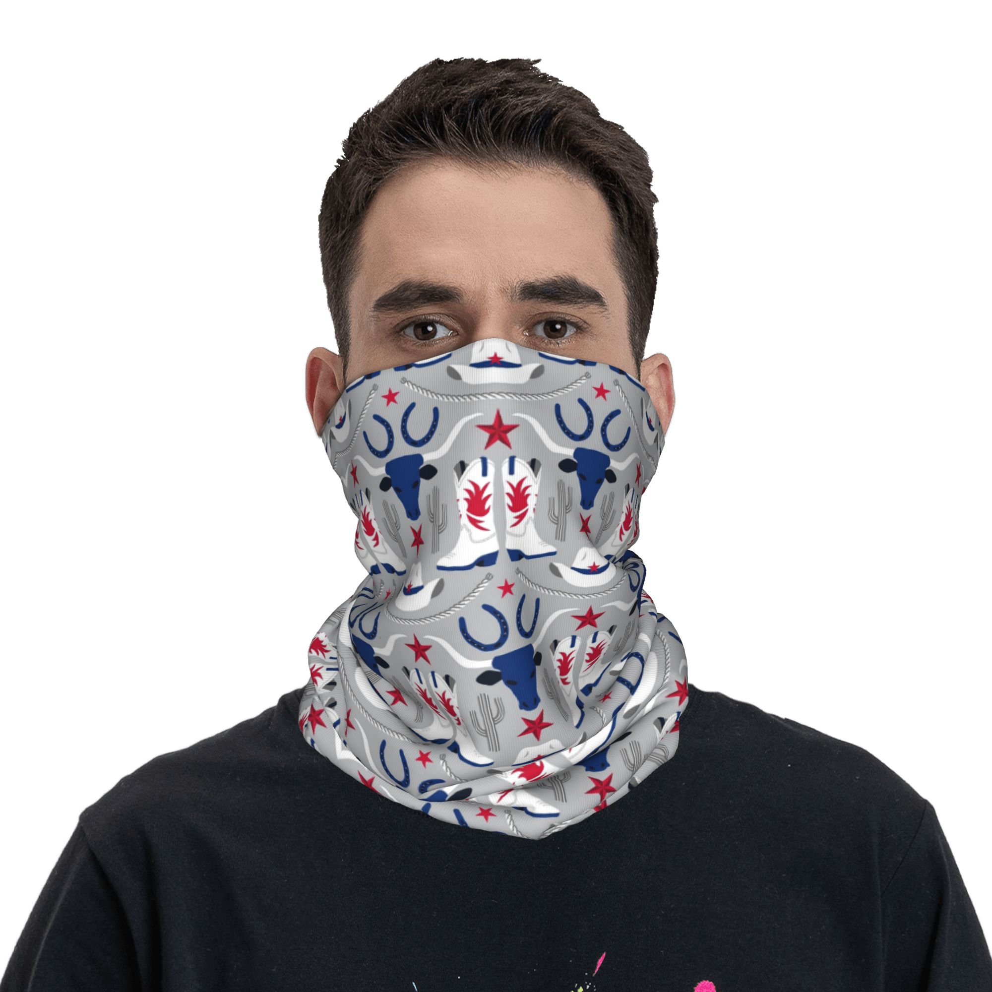 Sports Mask Breathable - Bandana Estampada Estilo Velho Oeste Cowboy,