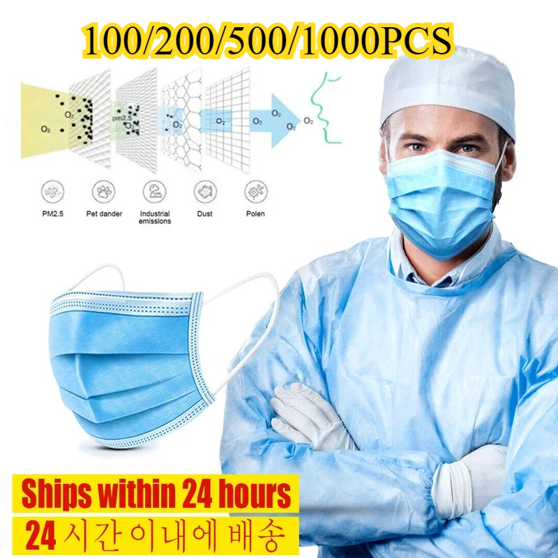 Disposable Mask Blue - Máscara facial descartável de 3 camadas