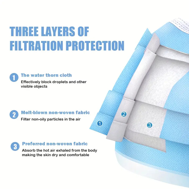 50/100 pces máscara descartáve - Disposable Mask Blue avaliação e preço