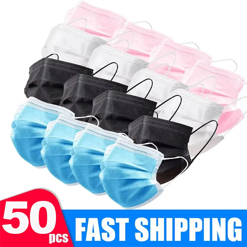 50 pçs máscara de 3 camadas má - Black Face Mask Pack avaliação e preço