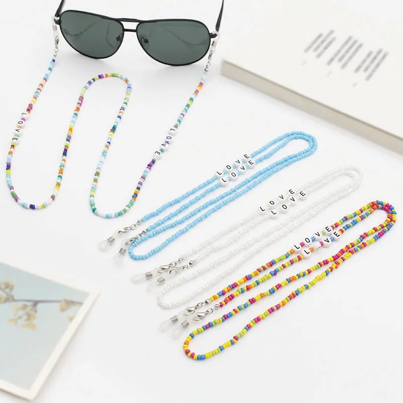 Soft Pottery Letter Sunglasses - Mask Chain Holder avaliação e preço